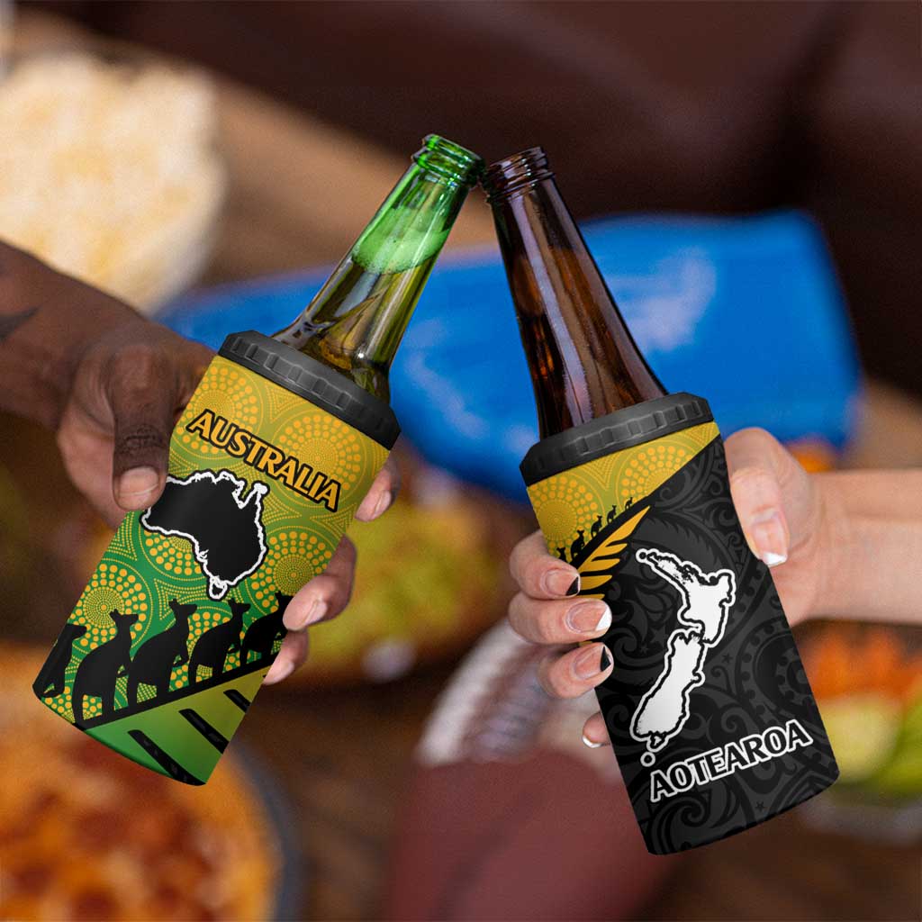 Australia New Zealand Rugby 4 in 1 Can Cooler Tumbler Aboriginal Wallabies and Maori Black Fern Gradient Vibe LT9 - Polynesian Pride