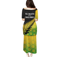 Australia Wallabies and Aotearoa Rugby Puletasi Kangaroo Black Fern Maori Gradient Vibe LT9 - Polynesian Pride