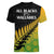 Australia Wallabies and Aotearoa Rugby Women V Neck T Shirt Kangaroo Black Fern Maori Gradient Vibe LT9 - Polynesian Pride