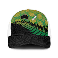 Australia New Zealand Rugby Baseball Net Cap Gradient Aboriginal Wallabies and Maori Black Fern - Polynesian Pride