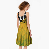 Australia New Zealand Rugby Midi Dress Gradient Aboriginal Wallabies and Maori Black Fern - Polynesian Pride