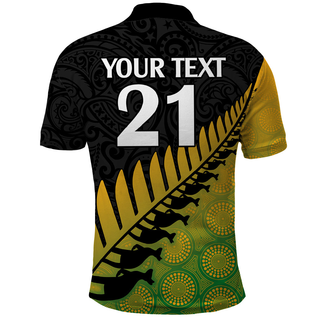 Custom Australia Wallabies and Aotearoa Rugby Polo Shirt Kangaroo Black Fern Maori Gradient Vibe LT9 - Polynesian Pride