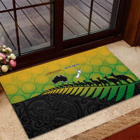 Australia New Zealand Rugby Rubber Doormat Gradient Aboriginal Wallabies and Maori Black Fern - Polynesian Pride