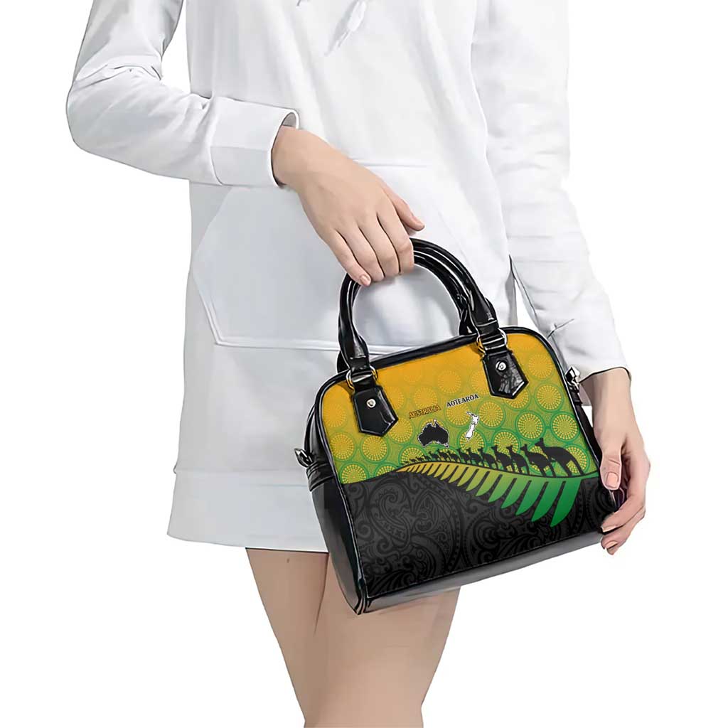 Australia New Zealand Rugby Shoulder Handbag Gradient Aboriginal Wallabies and Maori Black Fern - Polynesian Pride