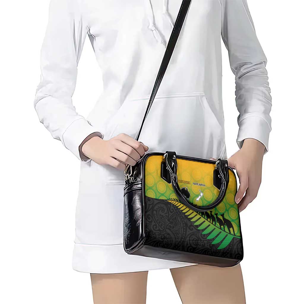 Australia New Zealand Rugby Shoulder Handbag Gradient Aboriginal Wallabies and Maori Black Fern - Polynesian Pride