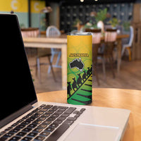 Australia New Zealand Rugby Skinny Tumbler Gradient Aboriginal Wallabies and Maori Black Fern - Polynesian Pride