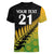 Custom Australia Wallabies and Aotearoa Rugby Women V Neck T Shirt Kangaroo Black Fern Maori Gradient Vibe LT9 - Polynesian Pride