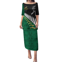 South Africa and Aotearoa Rugby Puletasi Springboks Black Fern Maori Vibe LT9 Long Dress Black - Polynesian Pride