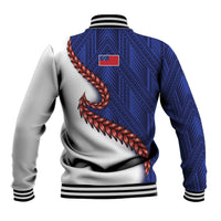 Ula Fala Red Samoa Chief Baseball Jacket Samoan Art Black Tribal