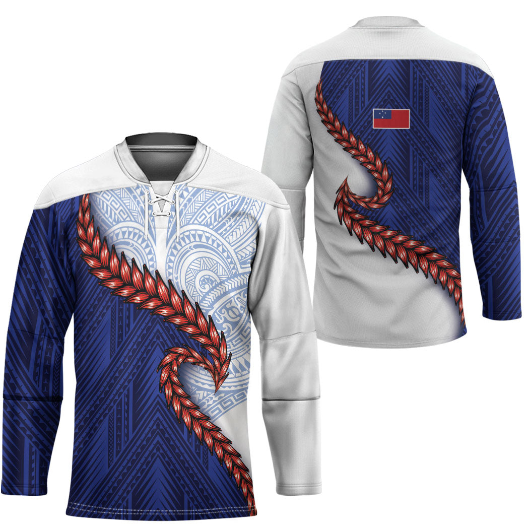 Ula Fala Red Samoa Chief Hockey Jersey Samoan Art Black Tribal