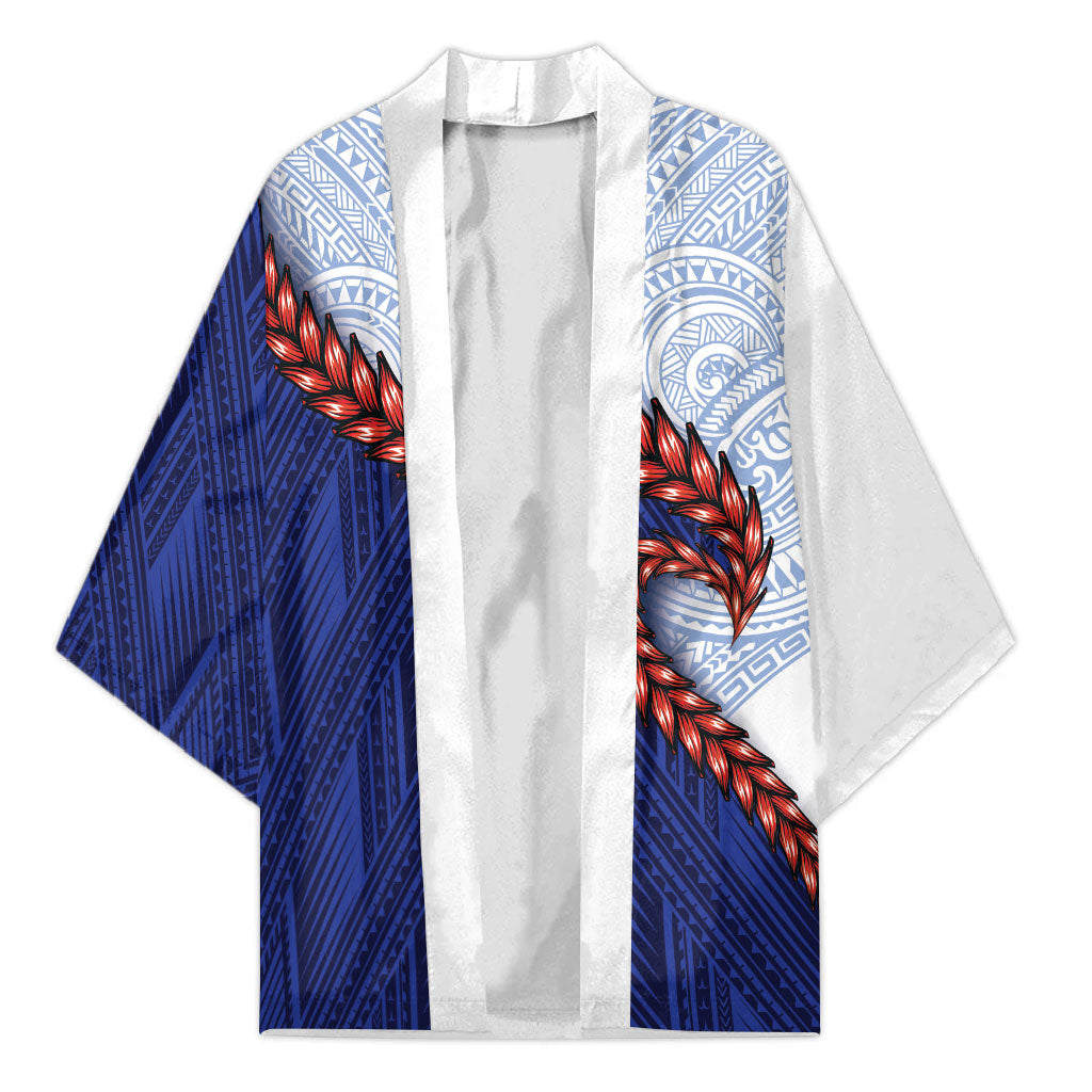Ula Fala Red Samoa Chief Kimono Samoan Art Black Tribal LT9 Unisex Blue - Polynesian Pride