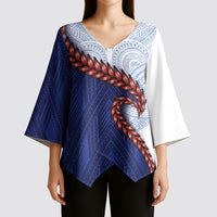 Ula Fala Red Samoa Chief Kimono Sleeve Blouse Samoan Art Black Tribal