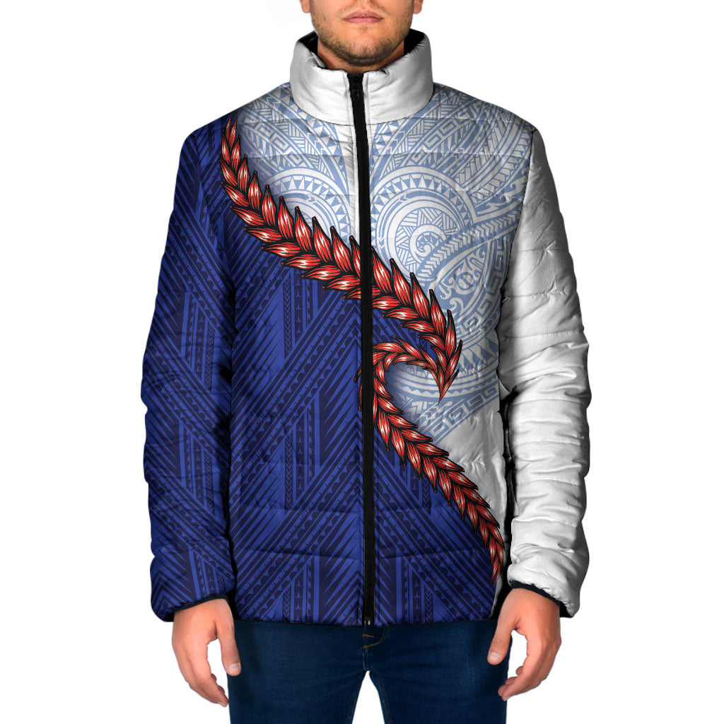 Ula Fala Red Samoa Chief Padded Jacket Samoan Art Black Tribal
