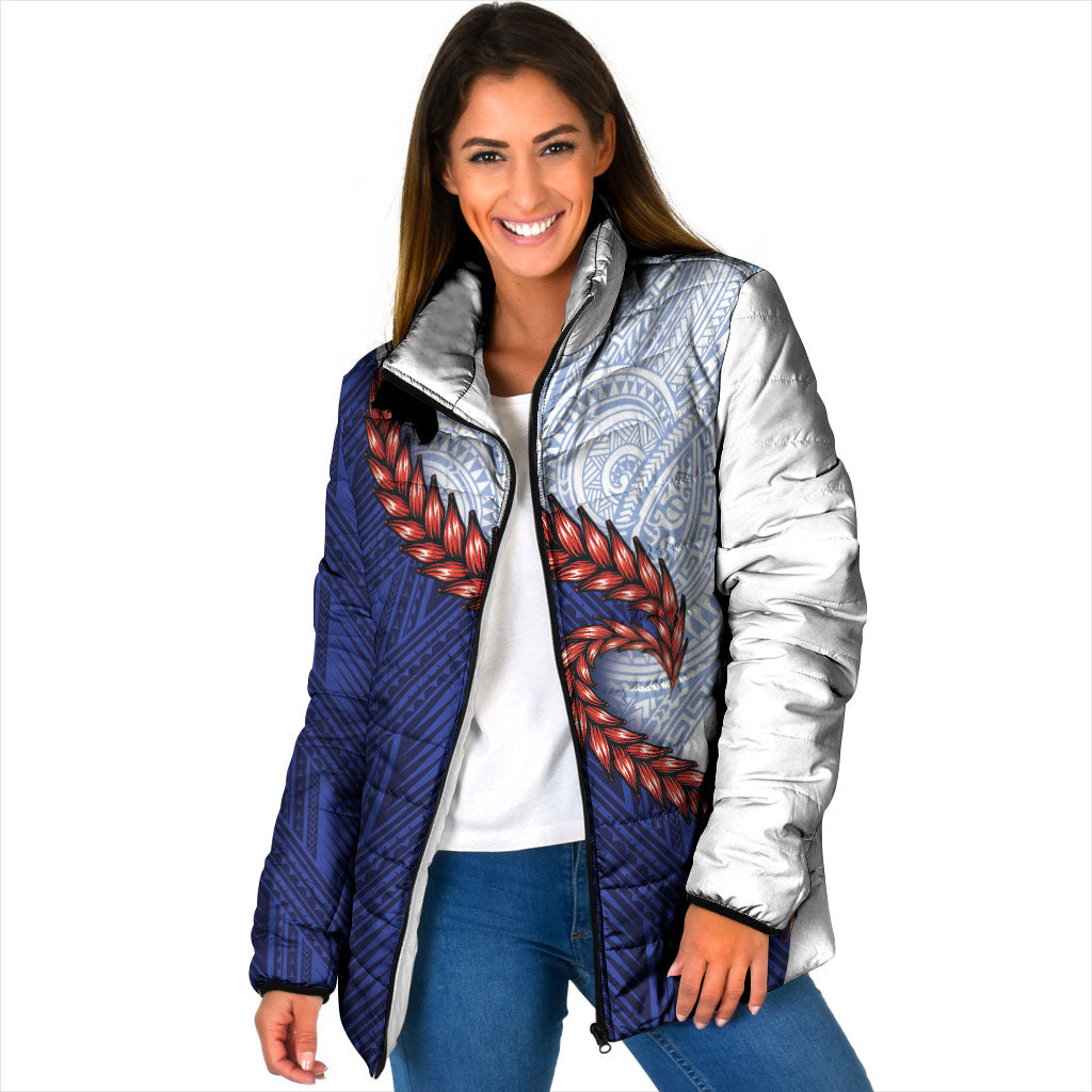 Ula Fala Red Samoa Chief Padded Jacket Samoan Art Black Tribal