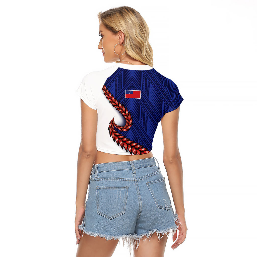 Ula Fala Red Samoa Chief Raglan Cropped T Shirt Samoan Art Black Tribal
