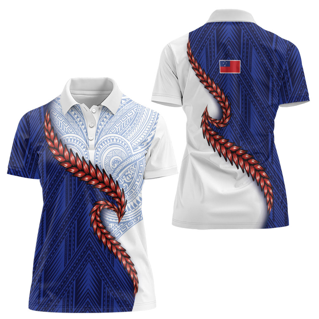 Ula Fala Red Samoa Chief Women Polo Shirt Samoan Art Black Tribal