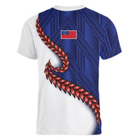 Ula Fala Red Samoa Chief Women V-Neck T-Shirt Samoan Art Black Tribal