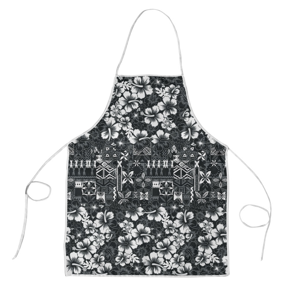 Black Hawaiian Tapa Tribal Hibiscus Apron