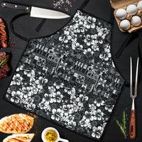 Black Hawaiian Tapa Tribal Hibiscus Apron