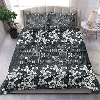Black Hawaiian Tapa Tribal Hibiscus Bedding Set