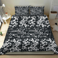 Black Hawaiian Tapa Tribal Hibiscus Bedding Set