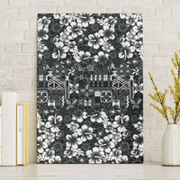 Black Hawaiian Tapa Tribal Hibiscus Canvas Wall Art