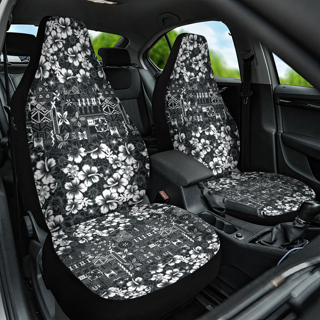 Black Hawaiian Tapa Tribal Hibiscus Car Seat Cover
