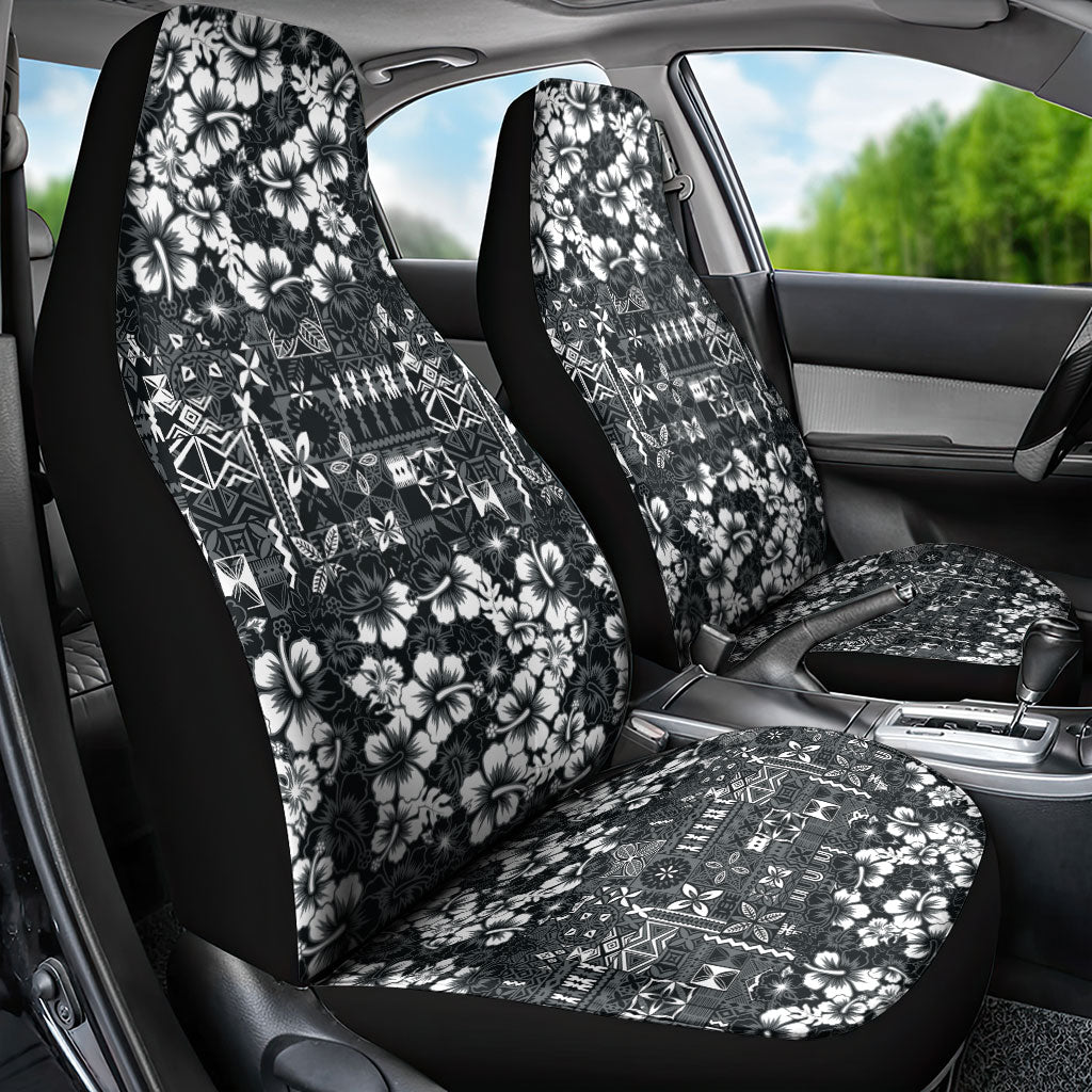 Black Hawaiian Tapa Tribal Hibiscus Car Seat Cover