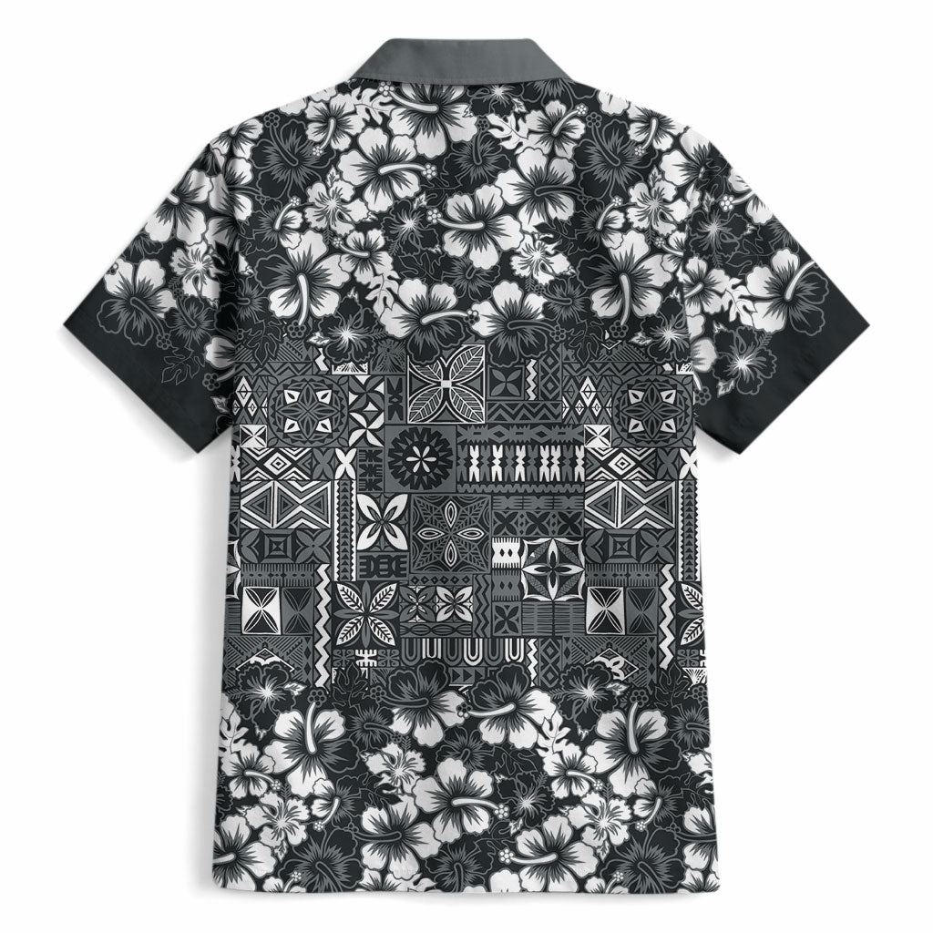 Black Hawaiian Tapa Tribal Hibiscus Hawaiian Shirt