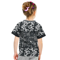 Black Hawaiian Tapa Tribal Hibiscus Kid T Shirt