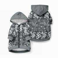 Black Hawaiian Tapa Tribal Hibiscus Pet Hoodie LT9 Zip-up Black - Polynesian Pride