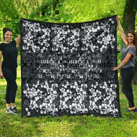 Black Hawaiian Tapa Tribal Hibiscus Quilt