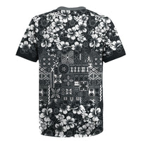 Black Hawaiian Tapa Tribal Hibiscus Rugby Jersey