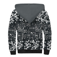 Black Hawaiian Tapa Tribal Hibiscus Sherpa Hoodie