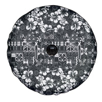 Black Hawaiian Tapa Tribal Hibiscus Spare Tire Cover