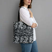 Black Hawaiian Tapa Tribal Hibiscus Tote Bag