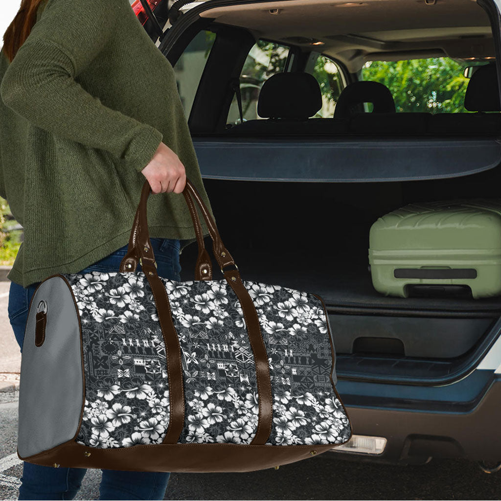 Black Hawaiian Tapa Tribal Hibiscus Travel Bag