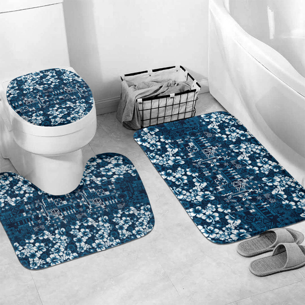 Blue Hawaiian Tapa Tribal Hibiscus Bathroom Set