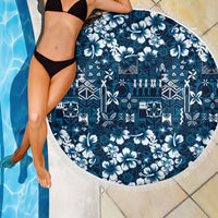 Blue Hawaiian Tapa Tribal Hibiscus Beach Blanket