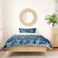 Blue Hawaiian Tapa Tribal Hibiscus Bedding Set