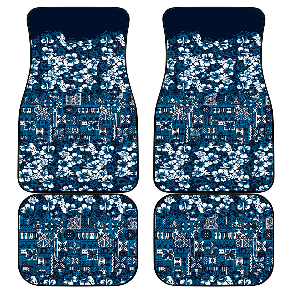Blue Hawaiian Tapa Tribal Hibiscus Car Mats