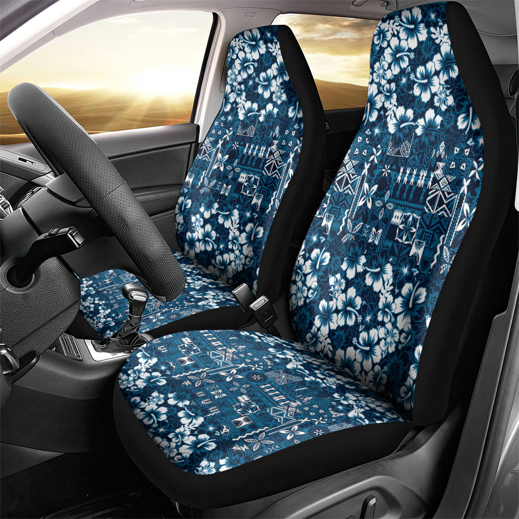 Blue Hawaiian Tapa Tribal Hibiscus Car Seat Cover