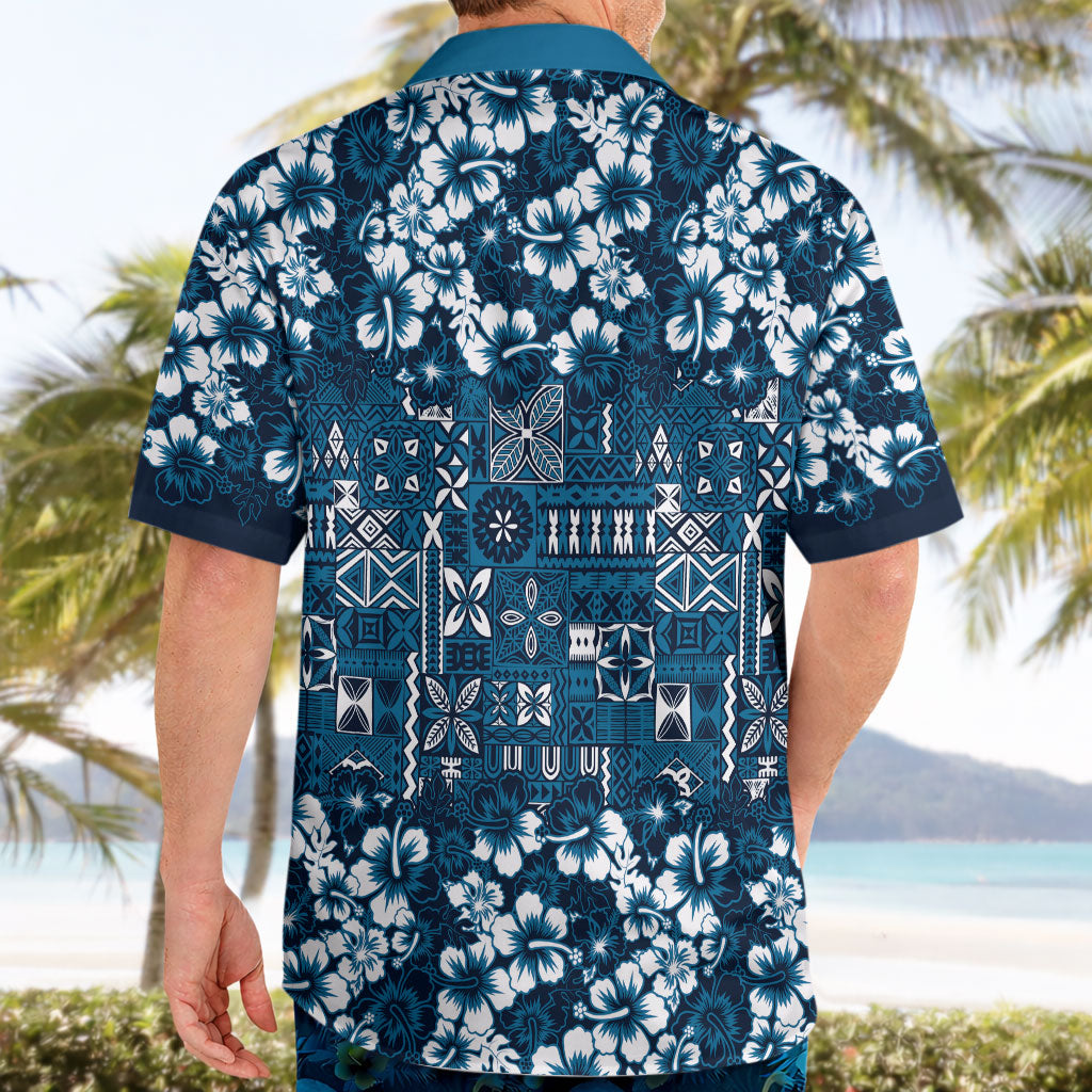 Blue Hawaiian Tapa Tribal Hibiscus Hawaiian Shirt