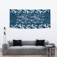 Blue Hawaiian Tapa Tribal Hibiscus Tapestry