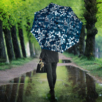 Blue Hawaiian Tapa Tribal Hibiscus Umbrella
