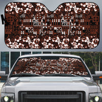 Burgundy Hawaiian Tapa Tribal Hibiscus Auto Sun Shade