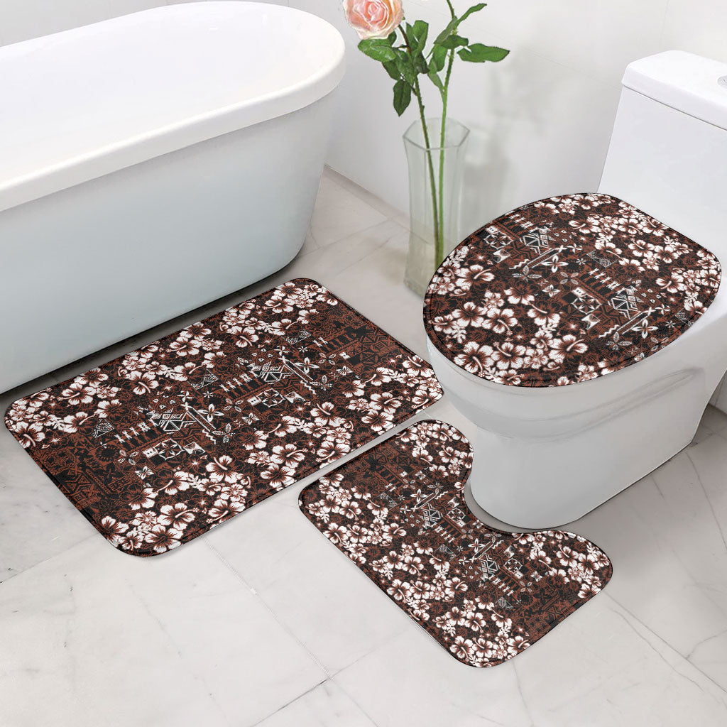Burgundy Hawaiian Tapa Tribal Hibiscus Bathroom Set