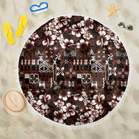 Burgundy Hawaiian Tapa Tribal Hibiscus Beach Blanket