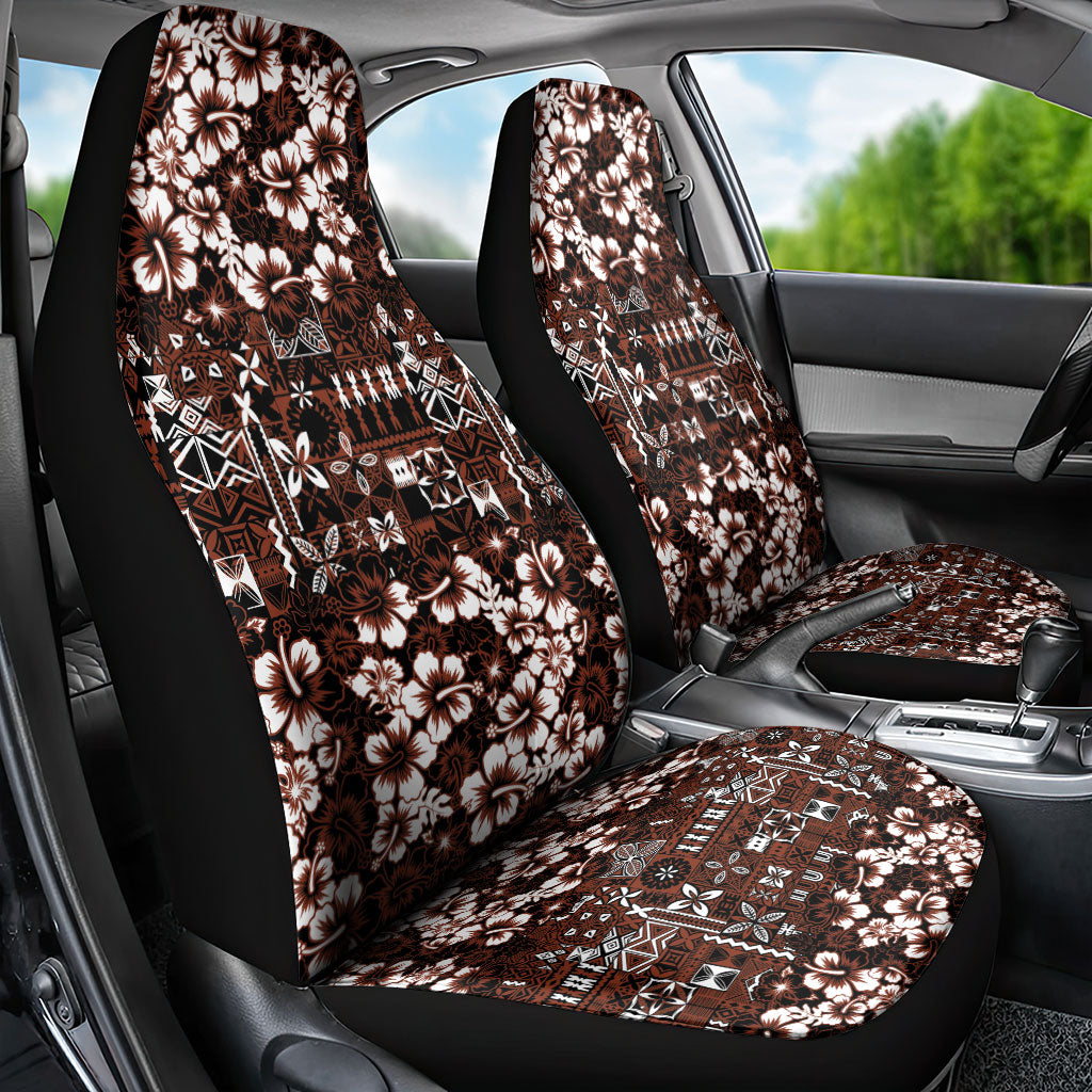 Burgundy Hawaiian Tapa Tribal Hibiscus Car Seat Cover