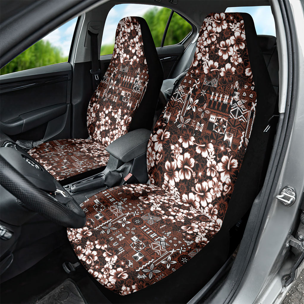 Burgundy Hawaiian Tapa Tribal Hibiscus Car Seat Cover